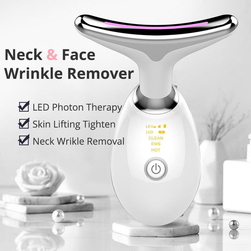 EMS neck and face lifting massager using thermal heat and microcurrent technology benefits