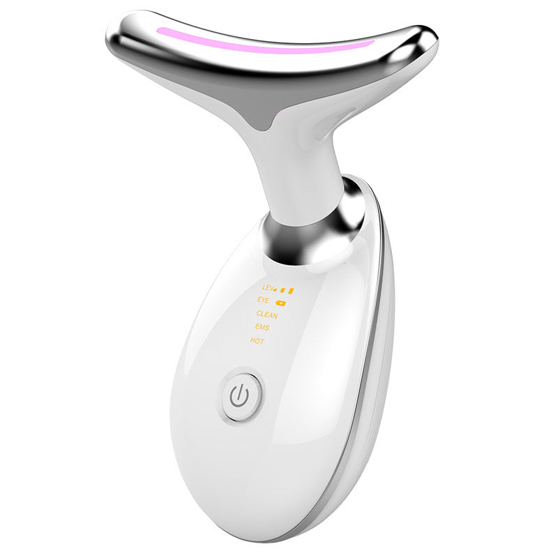 EMS neck and face lifting massager using thermal heat and microcurrent technology device in white color (Color: White)