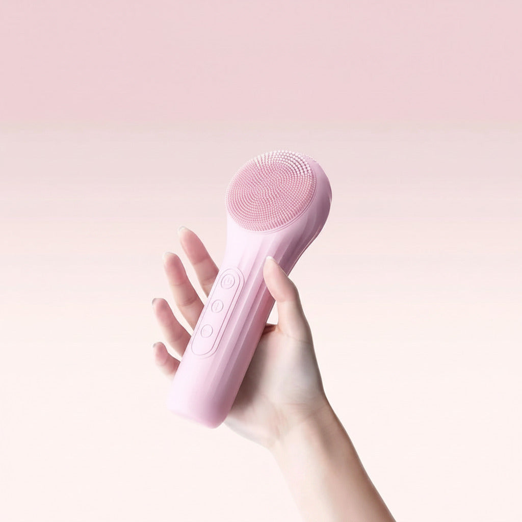 Facial cleansing and massage brush with waterproof silicone design for deep cleansing and gentle exfoliation
