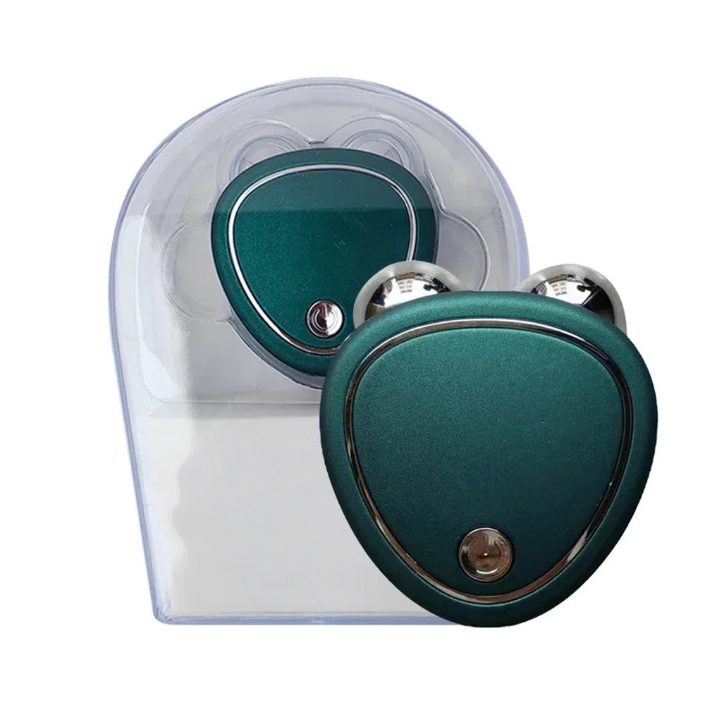 Facial lifting microcurrent device in green color for skin contouring collagen support and rejuvenation care (Color: Green)