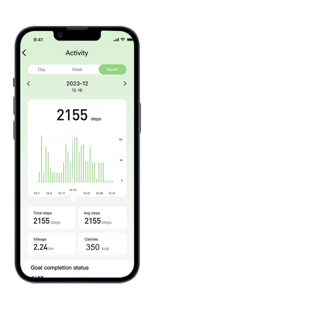 Smart fitness ring tracking heart rate sleep and activity with long battery life depiction of mobile app