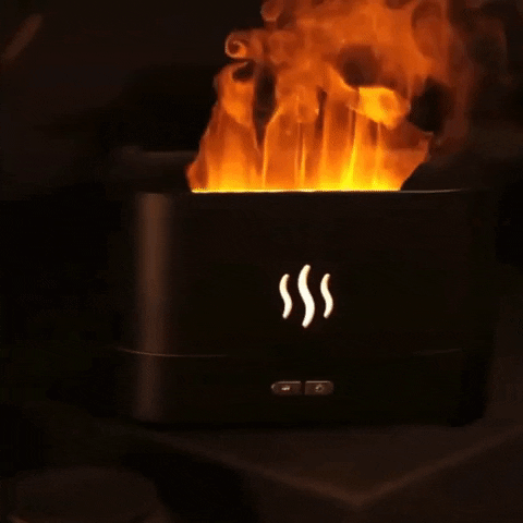 Flame humidifier with realistic led flame effect and relaxing mist for cozy room ambiance gif