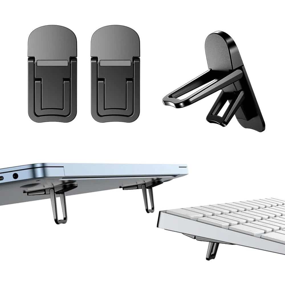 Foldable laptop stand 2 pack with adjustable angles for ergonomic viewing and cooling