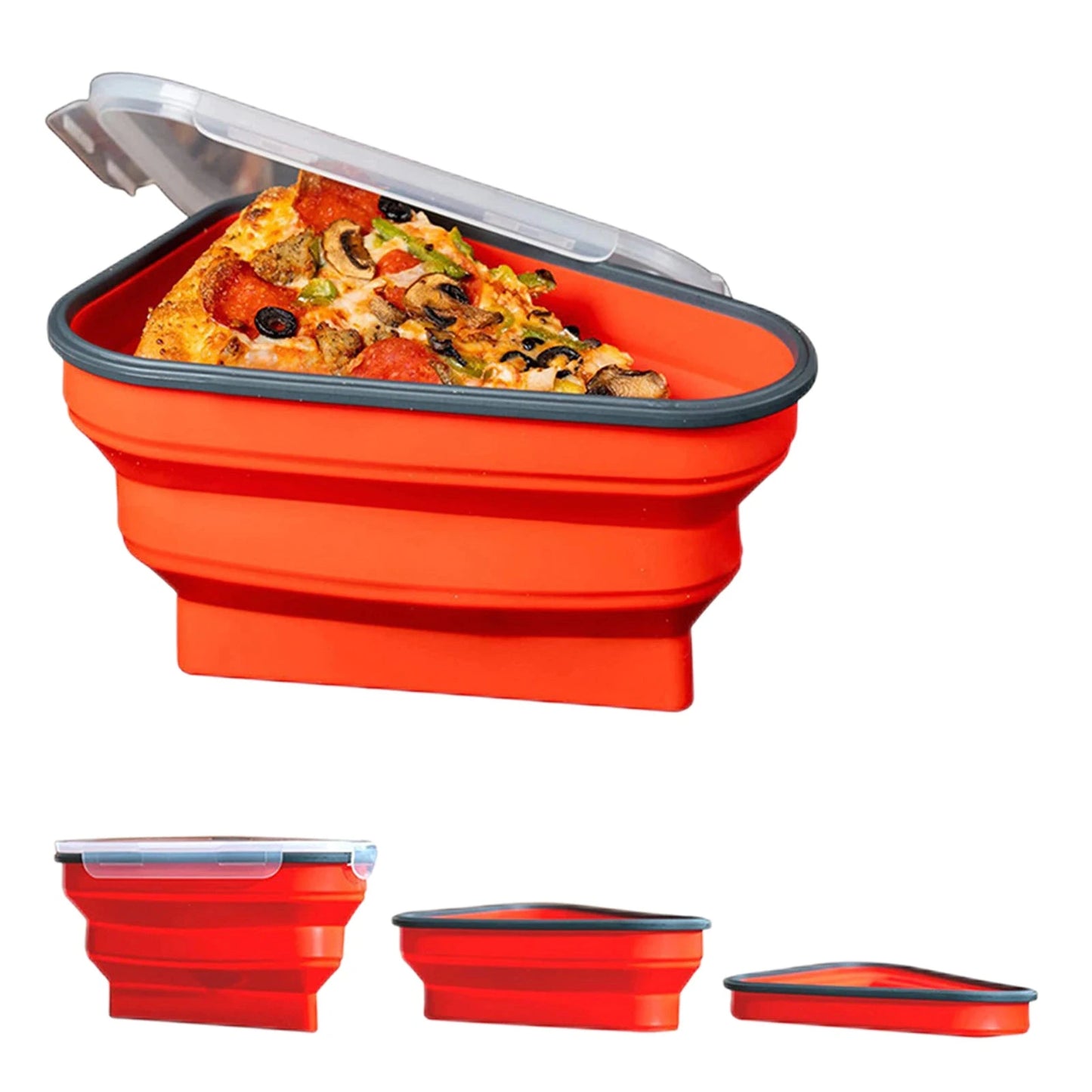 Foldable silicone pizza storage box reusable container for storing leftover pizza slices