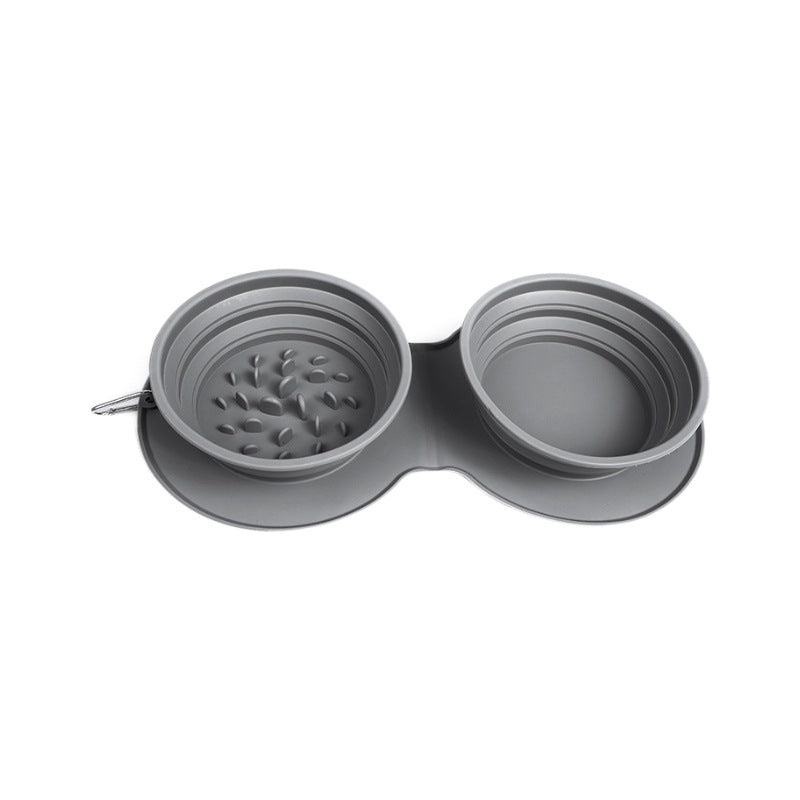 Foldable slow feed pet bowl made of silicone for travel and healthy eating product shot empty bowl