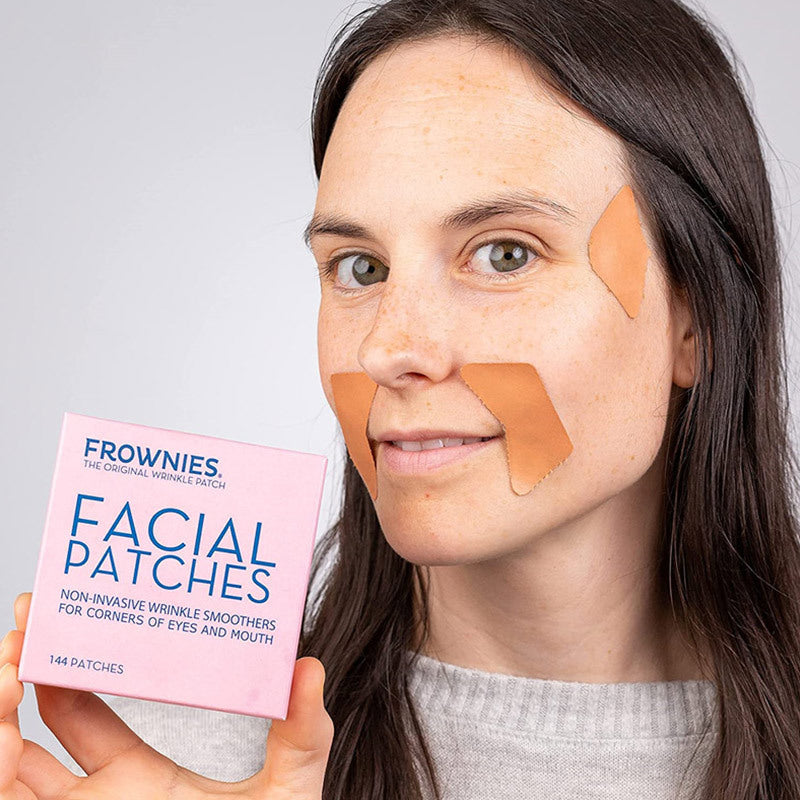 Frownies Anti-Wrinkle Beauty Patches with Model and Square Package
