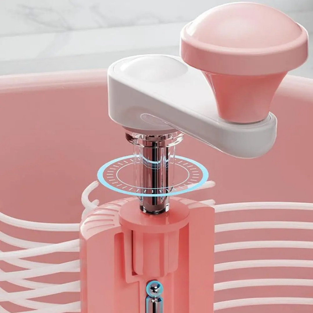 Fruit cleaner spinner for washing grapes blueberries and small fruits with spinning vortex cleaning depiction of spin handle