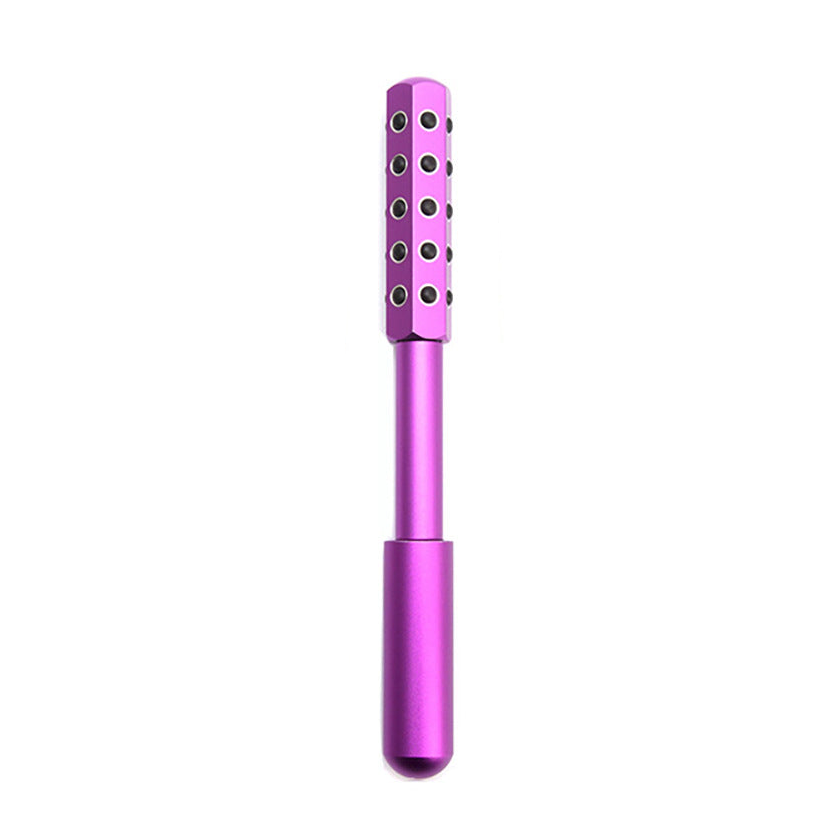 Germanium facial roller massage tool in purple color for improving skin tone and reducing puffiness (Color: Purple)
