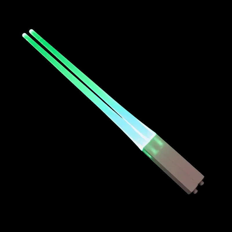 Glowing chopsticks in green color with led light colors reusable bpa free for fun dining (Color: Green)