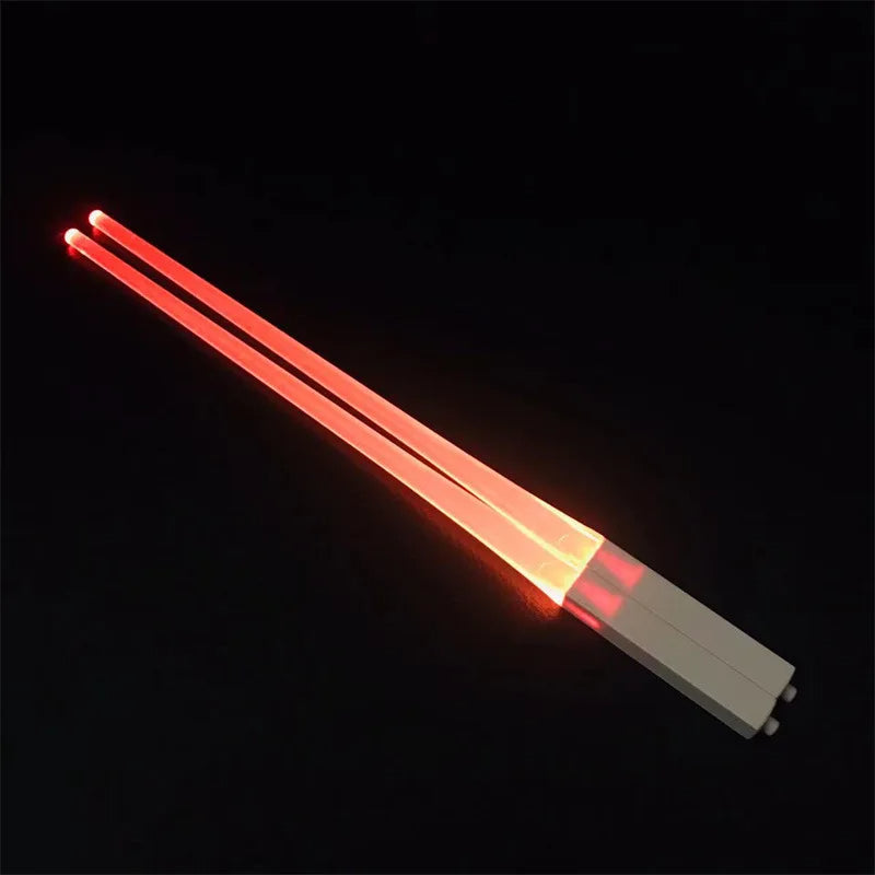 Glowing chopsticks in orange color with led light colors reusable bpa free for fun dining (Color: Orange)