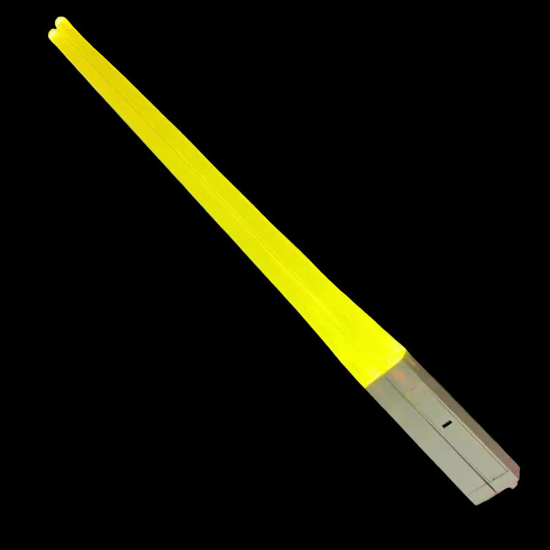 Glowing chopsticks in yellow color with led light colors reusable bpa free for fun dining (Color: Yellow)