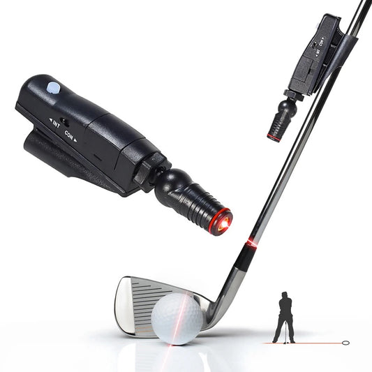 Golf putting alignment laser trainer that attaches to club for improved aim and swing product shot