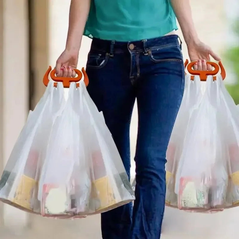 Grocery bag carry handle for comfortable grip and carrying multiple heavy shopping bags easily model shot