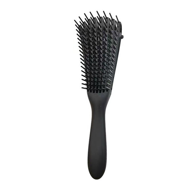 Hair detangling brush in black color with flexible two-tiered teeth for smooth, knot-free hair on wet or dry use (Color: Black)