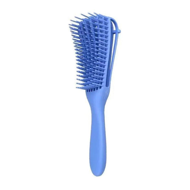 Hair detangling brush in blue color with flexible two-tiered teeth for smooth, knot-free hair on wet or dry use (Color: Blue)
