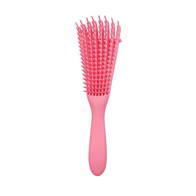 Hair detangling brush in pink color with flexible two-tiered teeth for smooth, knot-free hair on wet or dry use (Color: Pink)