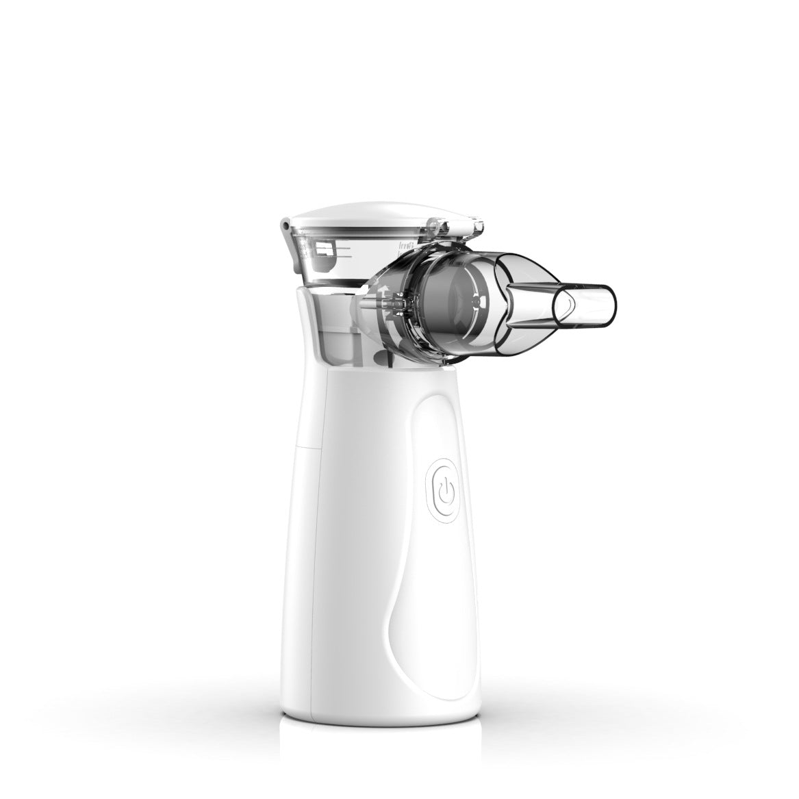 Handheld nebulizer with portable fine mist vapor therapy design for respiratory wellness support mouthpiece product shot