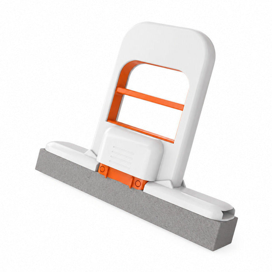 Handheld squeeze mop in orange color with absorbent sponge head and built-in wringing mechanism for quick everyday cleaning (Color: Orange)