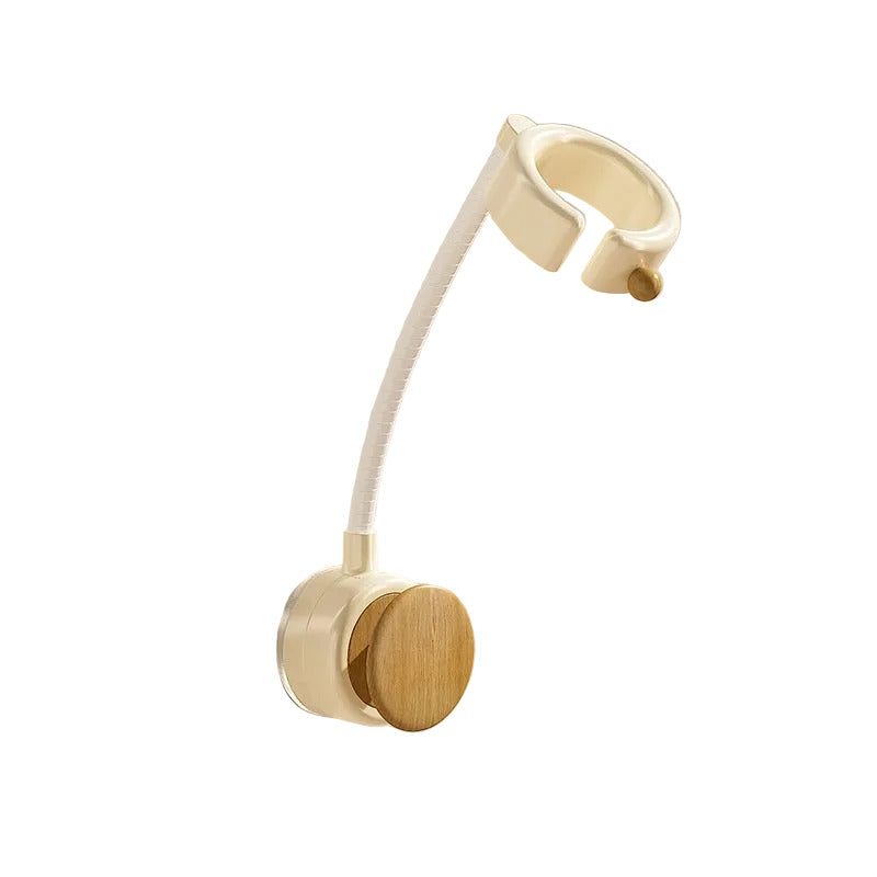Hands free hair dryer holder in beige color with stable adjustable design for easier hair styling and beauty station organization (Color: Beige)