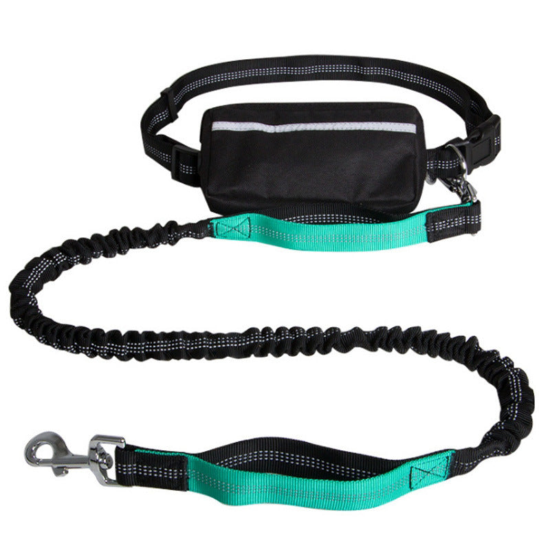 Hands-free retractable and reflective dog leash in light blue color for walking and running with a dog or a pet (Color: Light Blue)