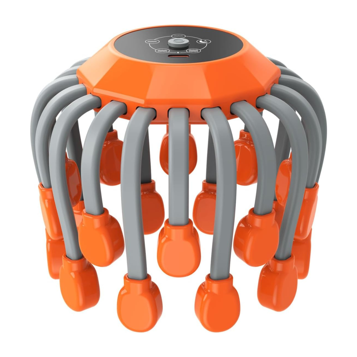 Head massager in orange color designed for tension relief and relaxation (Color: Orange)
