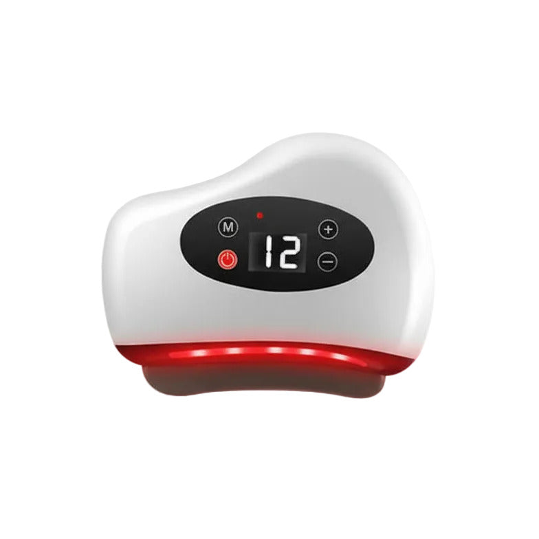 Heated gua sha massager in white color for face and body with vibration and temperature control (Color: White)