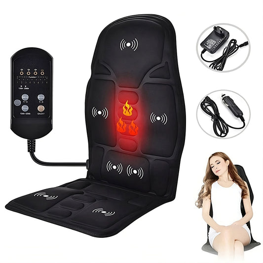 Heated massage chair pad with multiple massage modes vibration motors and relaxation support