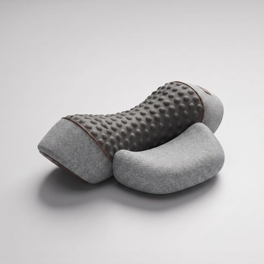 Heated neck massage pillow in light gray color with vibration function for relaxation and tension relief portable design (Color: Light Gray)