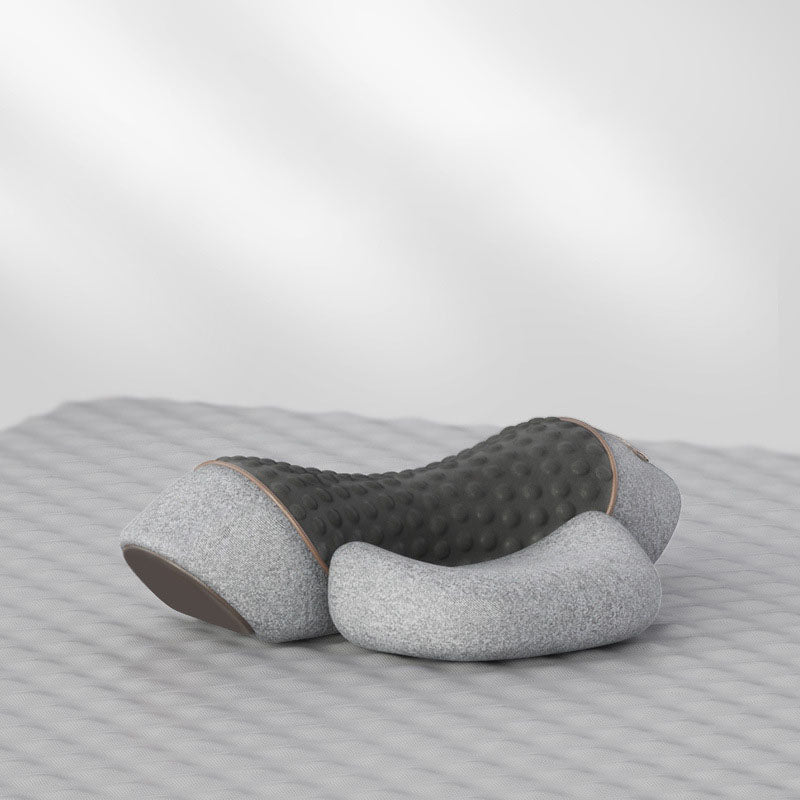 Heated neck massage pillow in light gray color with vibration function for relaxation and tension relief portable design (Color: Light Gray)