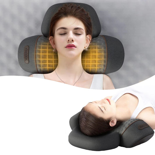 Heated neck massage pillow with vibration function for relaxation and tension relief portable design model shot