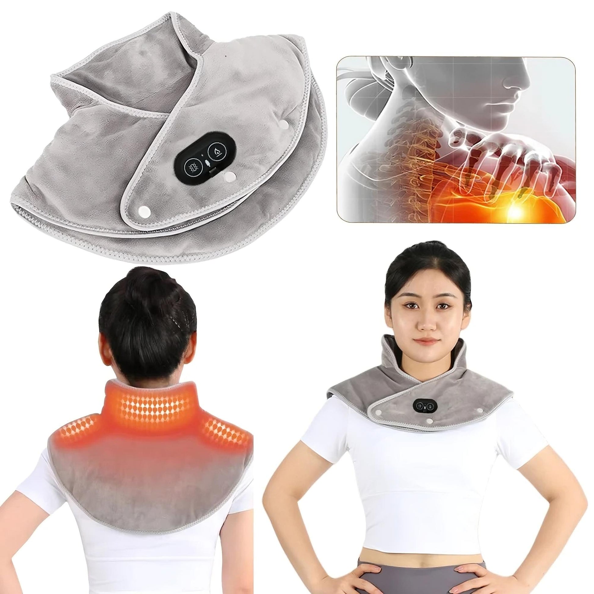 Heated shoulder and neck pad with adjustable heat levels for soothing comfort and relaxation