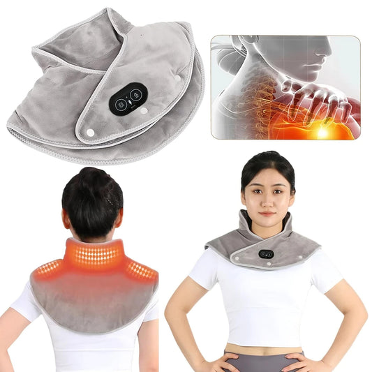 Heated shoulder and neck pad with adjustable heat levels for soothing comfort and relaxation