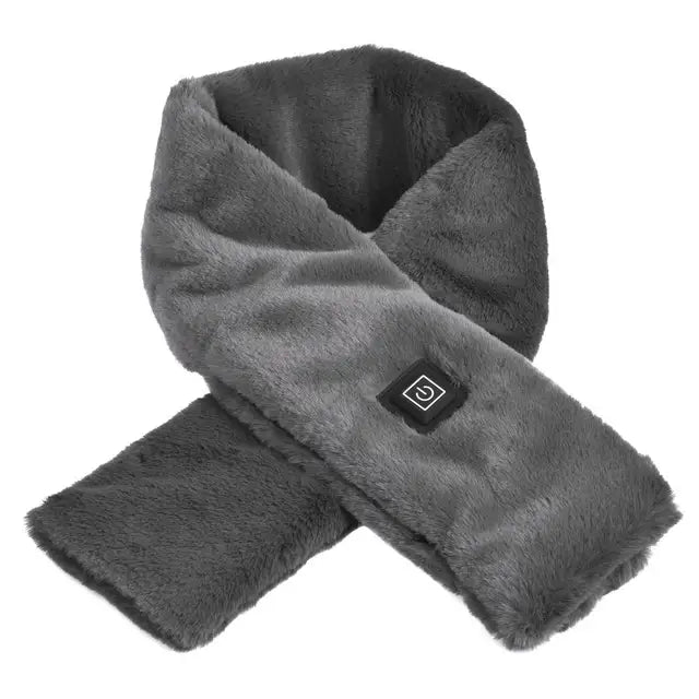 Electric heated scarf in gray color rechargeable winter neck warmer for outdoor cold weather use (Color: Gray)