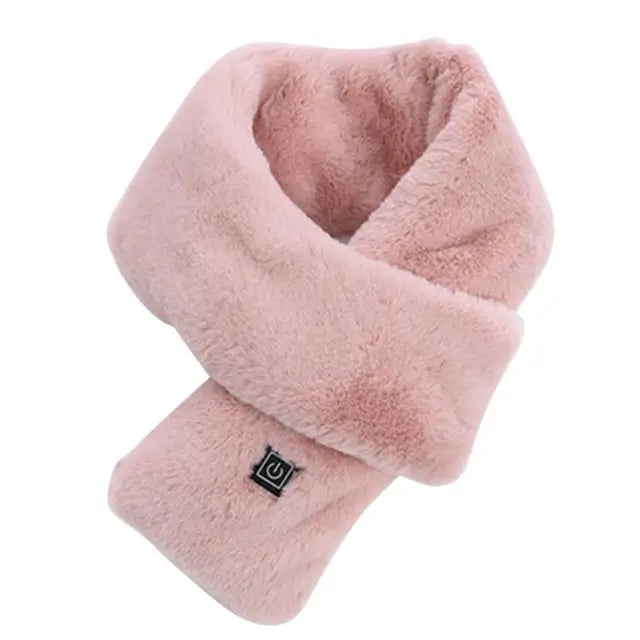 Electric heated scarf in pink color rechargeable winter neck warmer for outdoor cold weather use (Color: Pink)