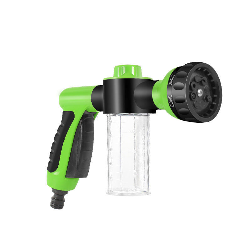 High pressure hose foam sprayer in green color with adjustable spray patterns and built in soap dispenser for cleaning and watering (Color: Green)