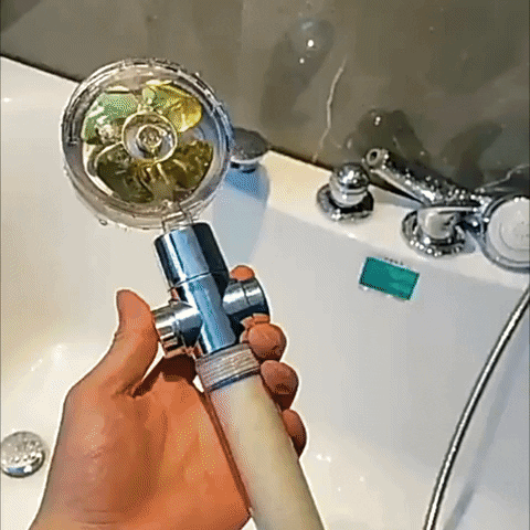 High pressure propeller shower head with optimized water flow design for a powerful shower experience gif