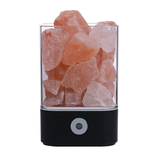 Himalayan salt lamp in black color natural crystal lamp with warm ambient glow for home decor and relaxation (Color: Black)