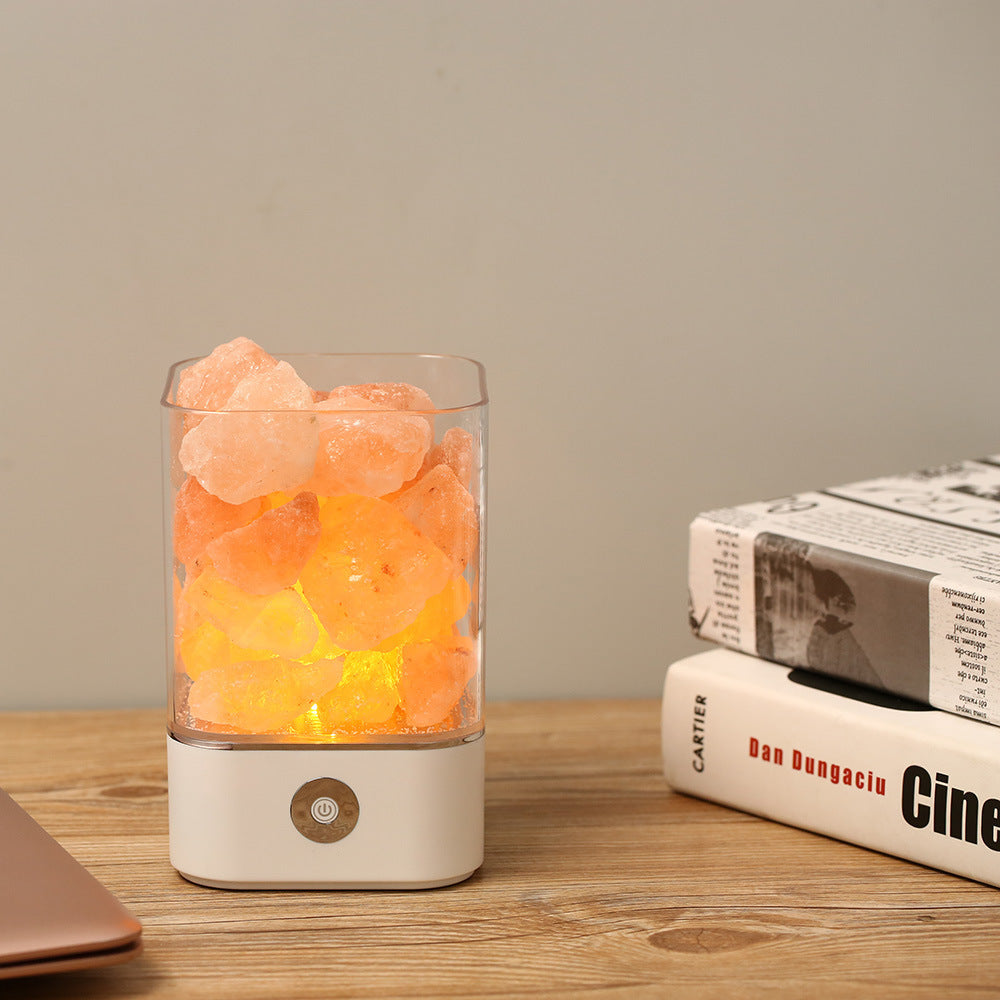 Himalayan salt lamp natural crystal lamp with warm ambient glow for home decor and relaxation product shot