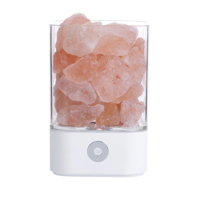 Himalayan salt lamp in white color natural crystal lamp with warm ambient glow for home decor and relaxation (Color: White)