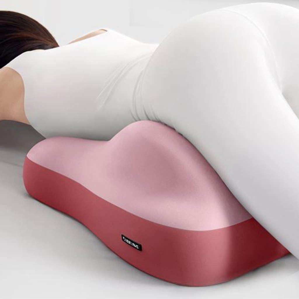 Hip raised bedside sleep cushion made with memory foam for comfortable leg and hip support while resting model shot hips raised