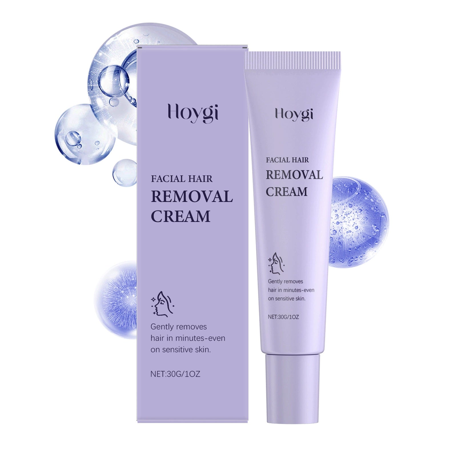 Hoygi facial hair removal cream designed to gently remove unwanted hair while moisturizing and softening skin product shot