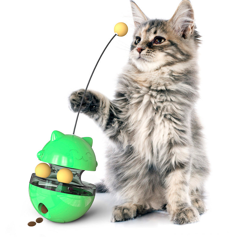 Interactive cat treat ball toy that dispenses food for play and mental stimulation model shot