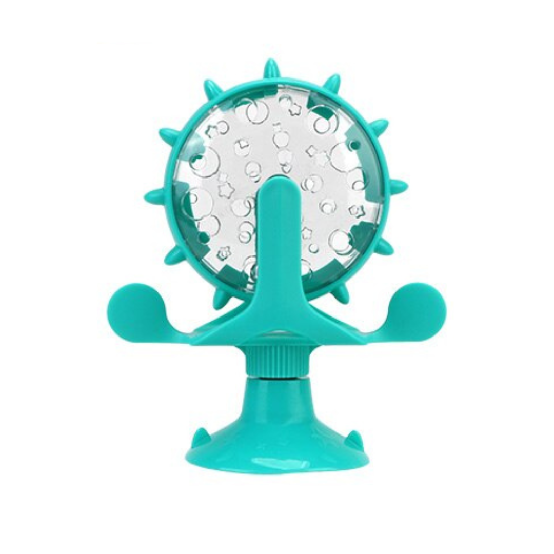Interactive pet feeding wheel in blue color slow feeder toy for cats and dogs to promote healthy eating (Color: Blue)