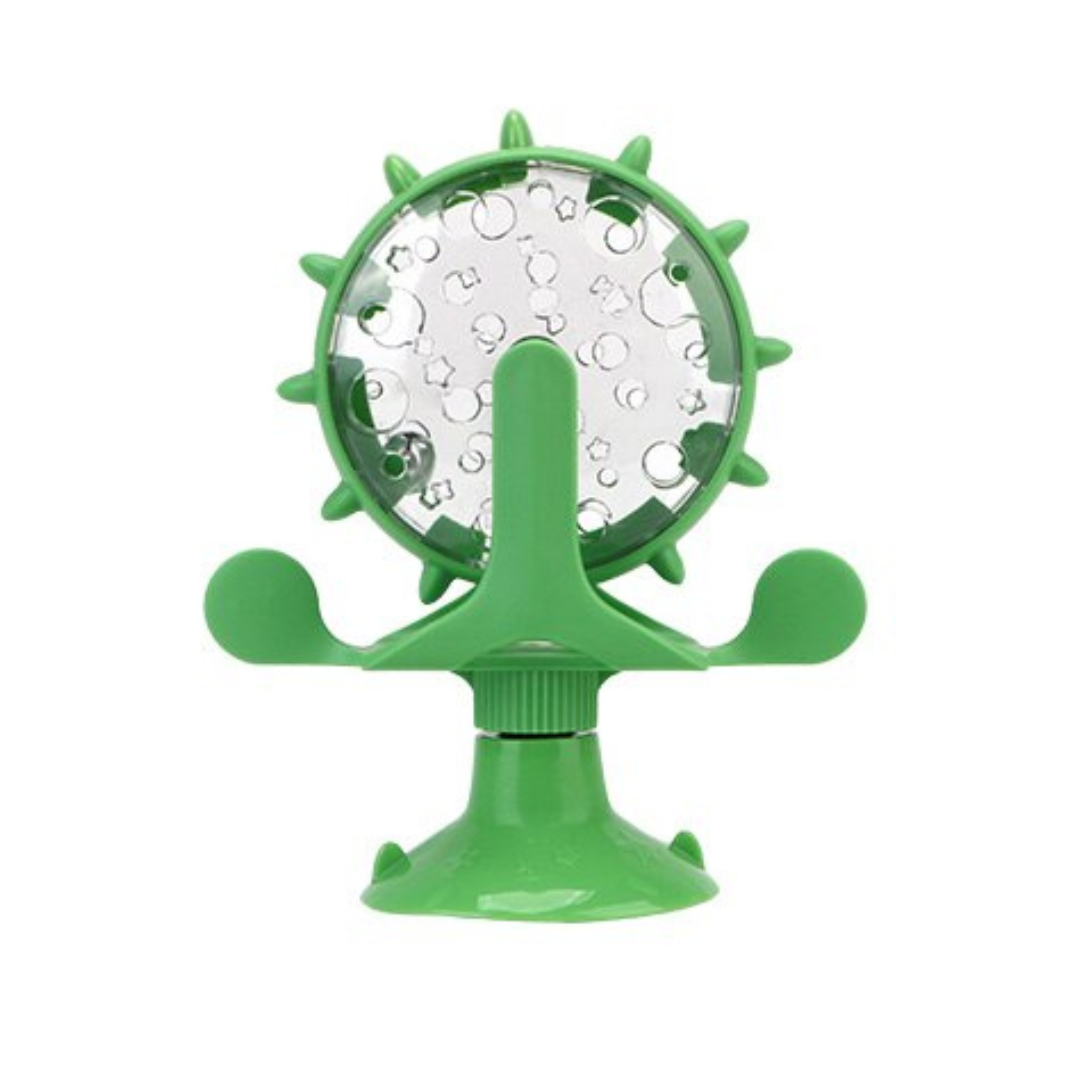 Interactive pet feeding wheel in green color slow feeder toy for cats and dogs to promote healthy eating (Color: Green)