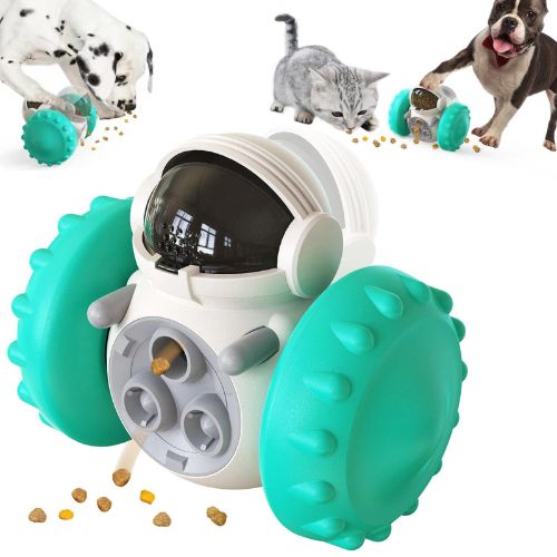 Interactive pet treat dispenser toy for dogs and cats with mental stimulation and slow feeding play