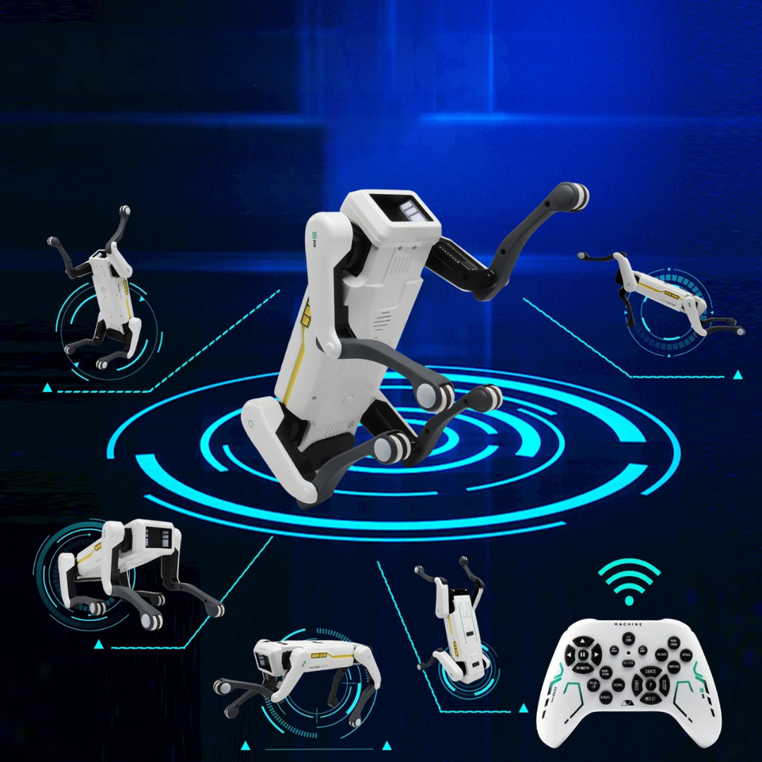 Interactive robot dog with voice control and programmable actions for kids play and learning