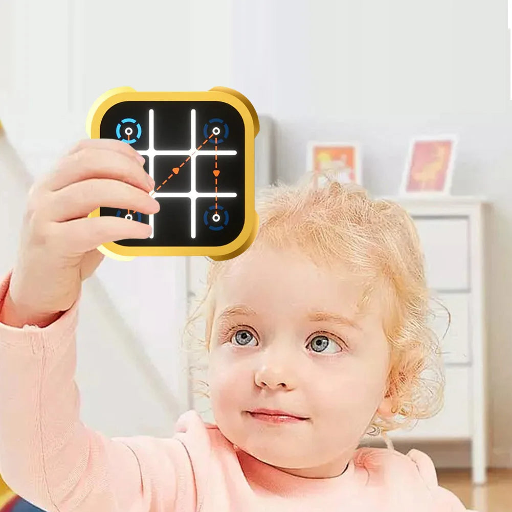 Interactive tic tac toe game with multiple modes portable design and electronic gameplay model shot