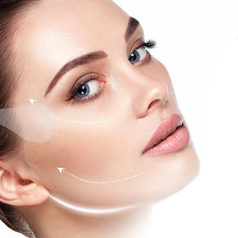 Invisible face tapes for contouring and lifting appearance under makeup model shot
