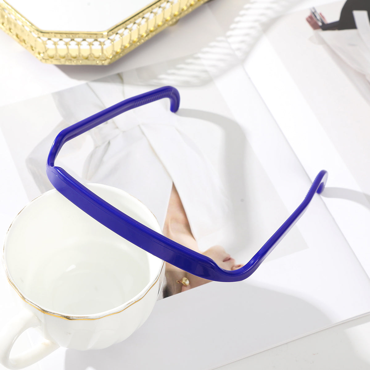 Invisible hair headband in blue color thin no slip headband for everyday styling (Color: Blue)