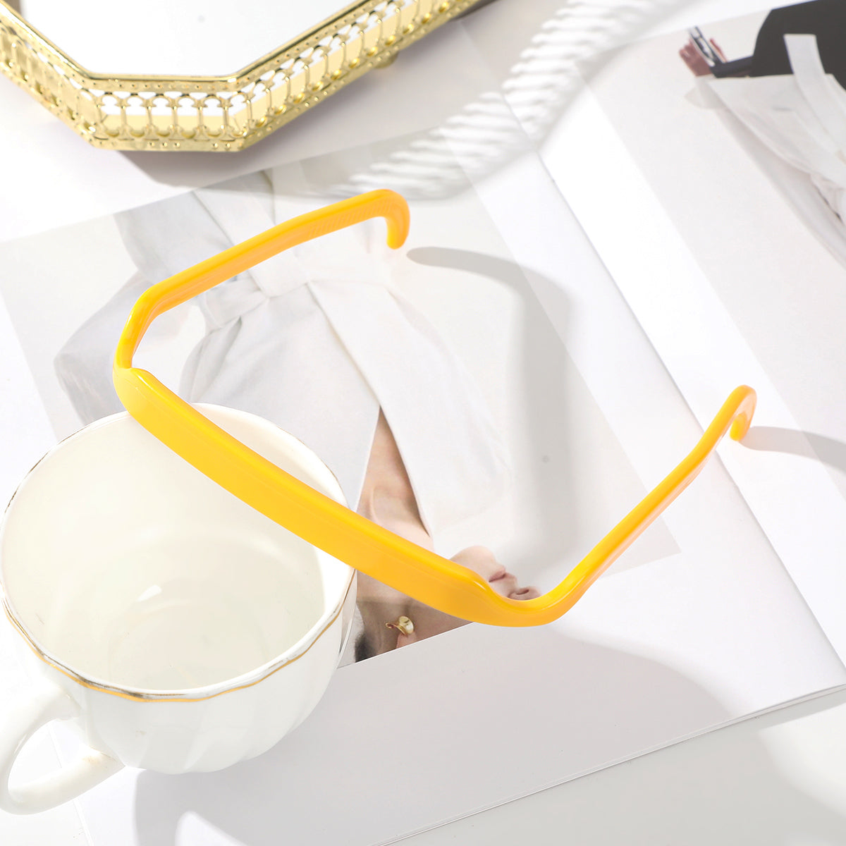 Invisible hair headband in yellow color thin no slip headband for everyday styling (Color: Yellow)